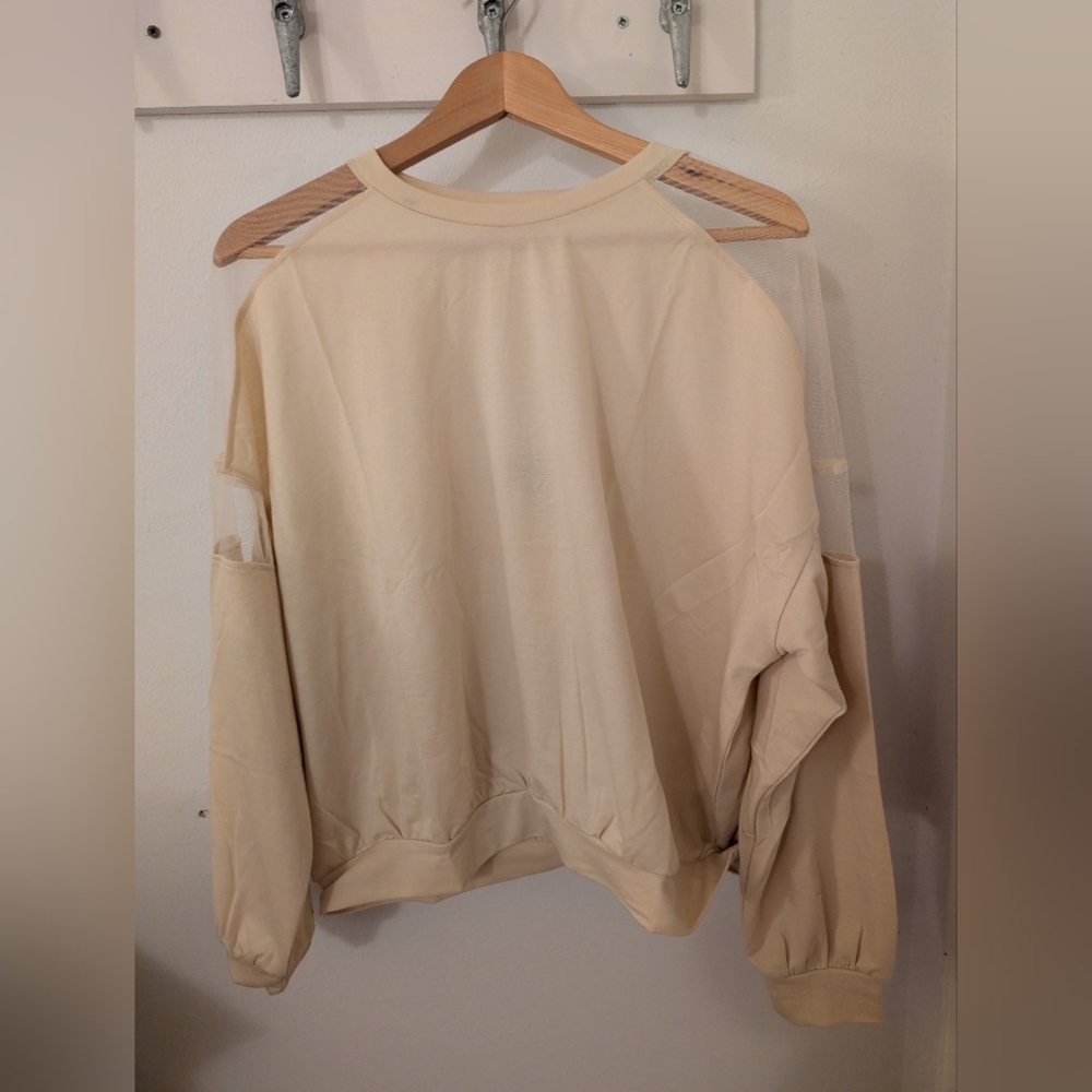 Lumiere Illusion Cream Long Sleeve Top